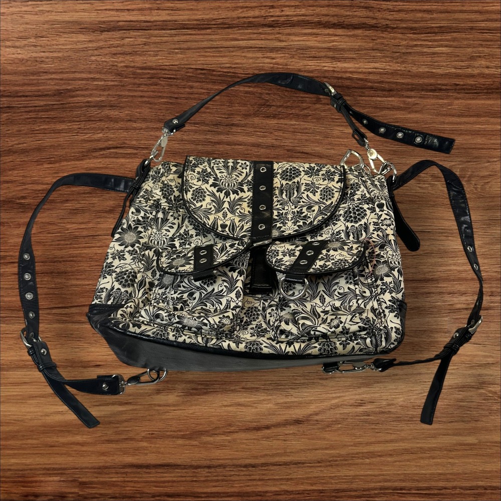 Gigi Hill Los Angeles Floral Print‎ Convertible Backpack Shoulder Bag Purse